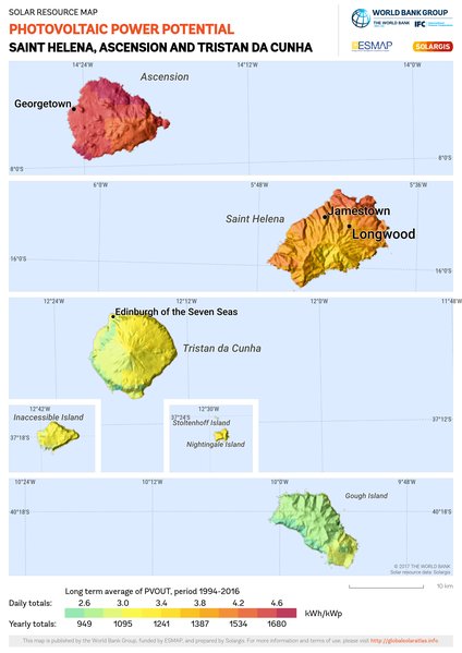 Photovoltaic Electricity Potential, Saint Helena, Ascension and Tristan da Cunha